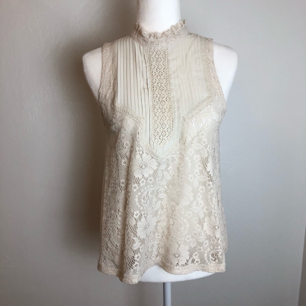 SOLD Kimchi Blue | Cream Lace Sleeveless Top